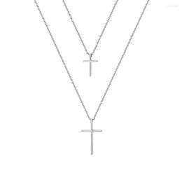 Pendant Necklaces BONISKISS Multi-layers Punk Chains Double Cross Necklace For Women Men Stainless Steel Ladies Jewelry Gifts