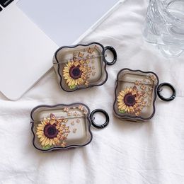 SunFlower Butterfly Soft TPU Cases For Airpods Pro 2 Air pods 3 1 2 Fashion Air Pod Airpod Pro2 Transparent Flower Earphone Accessories Protector Cover With Keychain