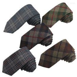 Bow Ties Wool Cotton Plaid Skinny Tie Men Business Slim For Wedding Party Gift 6 CM Wide Necktie Cashmere Gravata Cravate Pour Homme