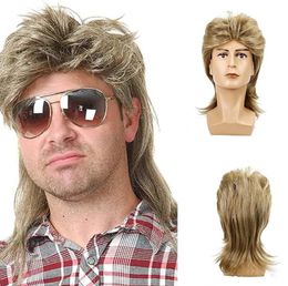 14-Inch Euro-American Men's Long Curly 80s Punk Heavy Metal Wig Halloween Rock Prince Multiple Styles Heat Resistant Synthetic Hair