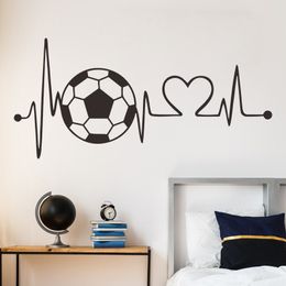 Football Heartbeat Wall Sticker Sports Football Bedroom Background for Home Decoration Kids Boy Room Wallpaper Creative Stickers