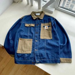 Fashion Vintage Workwear Mens Denim Jackets Carhart Designer Jacket Men Women Cardigan Coat Embroidery Panel Hip Hop Work Jacket Shirts 3322s