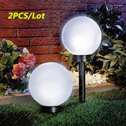 2pcs Solar Lawn Lamps Round Ground Road Lamp Outdoor Garden Pathway Yard Patio Courtyard Ball Lights Decoration Lighting