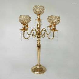 Candle Holders 5 Arm Crystal Metal Candelabra Table Centrepieces Decoration Gold Sliver For Wedding Holiday Event Party Dinner