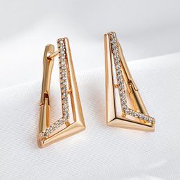 Hoop Earrings Wbmqda Elegant Fashion Geometric Cube Zircon Drop For Women 585 Rose Gold Color High Quality Daily Fine Jewelry Gift