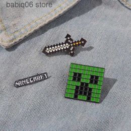 Pins Brooches Creative cartoon games badges and accessories with peripheral designs my world of coolies afraid of iron sword shaped brooches T230605