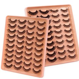20 Pairs D Curl False Eyelashes Russian Crisscross Style Faux Mink Lashes Eye Lash Extensions Soft Reusable Cruelty Free