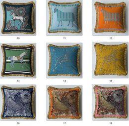 Top Luxury Vintage Tassel Cushion Cover Home Decorative flower Velvet Pillow For Bed Office Soft Throw Pillowcase 45x45 Cushion/Decorative 2023070713 10pcs/lot