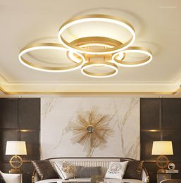 Chandeliers Led Modern Luxury Golden Chandelier Lamps For Study Living Room Bedroom Round Design Lights Deco Lighting Luminaire AC 90-260V