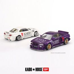 Electricrc Car Mini Gtkaido 1 64モデルSkyline GTR R34 Open Hood Alloy Diecast Vehicle 230605