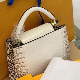 2023 Women Handbag Crossbody Bag Alligator Design Genuine Leather Lady Tote Patchwork Colour Detchable Shoulder Strap Hand Bags Interior Zipper Purses High Quality