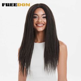 26 Inch Synthetic Lace Wigs For Black Women Crochet Braids Twist Dread Faux Locs Hairstyle Long Wigs 230524