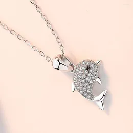 Pendant Necklaces CAOSHI Chic Dolphin Necklace Female Dazzling Zirconia Jewelry For Teens Fashion Girl's Daily Wear Accessories Fancy