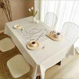 Table Cloth Nordic Light Luxury Simple Line Home Student Dormitory Desk Dust-proof Decorative ic R230605