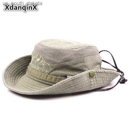 XdanqinX Men's Hat Summer Mesh Breathable Retro Cotton Bucket Hat gorras Panama Caps For Men Fishing Hats Dad's Beach Hat L230523