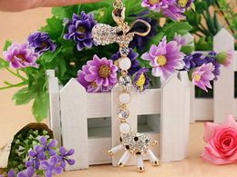 Keychains Giraffe W Keyring Fashion Beauty Jewelry Cute Rhinestone Crystal Charm Pendant Key Chain Bag Creative Gift