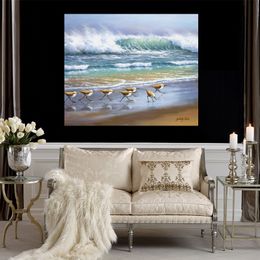 Hand Painted Realistic Landscape Canvas Wall Art Piper Wave Sung Kim Painting Beautiful Dining Room Decor