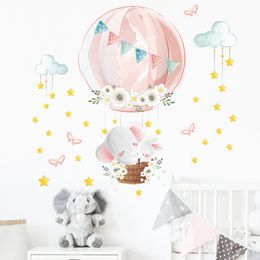 Cartoon Hot air balloon Wall Stickers for Kids room Girls room Decoration Elephant Bunny Wall Decals Home Decor Art Wallpapers