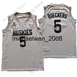 Mi08 2021 New NCAA College Connecticut UConn Huskies Jersey 5 Paige Bueckers Grey Size S-3XL