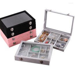 Jewellery Pouches Velvet Multi-Function Display Box Necklace Bracelet Bangle Earring Ring Multi-Grids Showcase 6 In 1/8 1