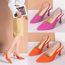 35-43 Yards Stiletto Plus Size Womens Shoes 2023 Fashion Niche Design Shallow Buckle Sandals Sexy Heel-less Banquet High Heels