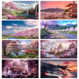 Stitch DIY 5d Diamond Painting Cherry Blossoms Tree Beautiful Landscape Diamond Embroidery Living Room Large Cross Stitch Home Decor