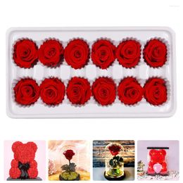 Decorative Flowers 12 Pcs/Box Wedding Decoration Preserved Flower Rose 3.5 3.5cm Bouquet Accessory Red