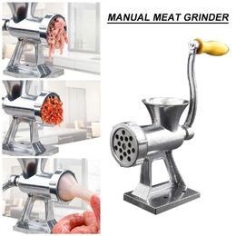 Mills Aluminium Alloy Hand Operate Manual Meat Grinder Sausage Beef Mincer Crank & Tabletop Clamp Kitchen Home Tool