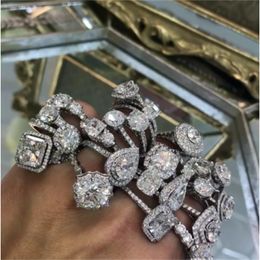 20 Styles Zircon Promise ring Real White Gold Filled Cz Stone Statement Party Wedding Band Rings for women Engagement Jewelry