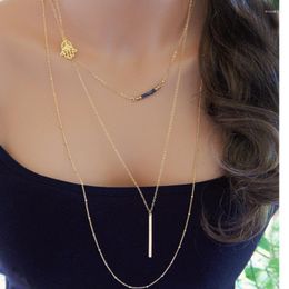Pendant Necklaces 2023 Boho Simple Chain Gold/Silver Plated Multi Layer Choker Necklace Fine Jewellery For Women Body