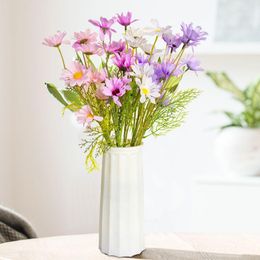 Decorative Flowers Artificial Daisy Flower Branch DIY Vase Home Garden Living Room Decoration Wedding Party Simulation Bouquet Silk Fake