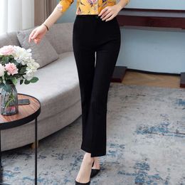 Capris Korean Spring and Autumn Trend Black 9 Dot Pants Women's High Waist Ultra Thin Casual Fit Versatile Drop Sense Micro Bell Trousers P230605