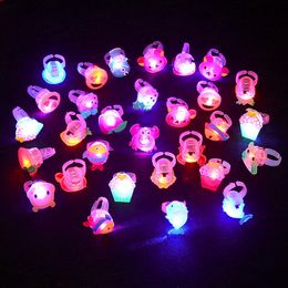 LED Light Sticks 15PCS Cute Flashing Rings Luminous Toys for Kids Cartoon Led Finger Glowing Baby Girl Birthday Gift 230605