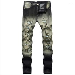 Jeans da uomo 2023 Primavera Autunno Uomo strappato Street HIP HOP Punk Pantaloni alla moda con fori dritti in denim Trouers