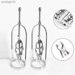 Women Stainles Steel Forture Play Clamps Metal Nipple Clips Breast Enlarger Sucker BDSM Bondage Restraint Fetish Sex Toy L230518