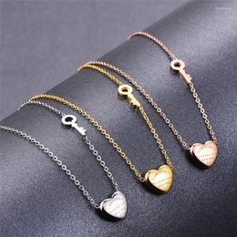 Pendant Necklaces Martick Lovely Sweet Heart Necklace Rose Gold Color Key Design Link Chain Forever Love Letters For Woman P3