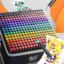 Markers 24 Colour Markers Pen Set Double Head Oily Drawing Highlighter Aesthetic Professional Marker Manga Art School Supplies Stationery 230605