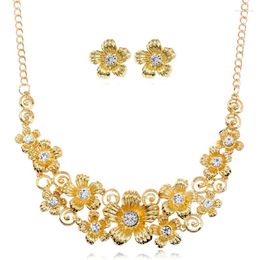 Pendant Necklaces ZIVangela Unique Wedding Jewellery For Brides Fashion Women's Accessories Flower Shape Statement Necklace Sets