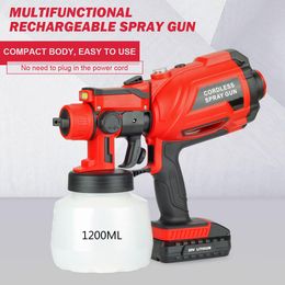 Spraypistolen 20V Electric Spray Gun 3 Nozzles 1200ml Poweder Coating Gun Paint Sprayer Flow Control Easy Spraying Adjustable Valve Knob