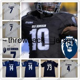 thr Custom Old Dominion Football Any Name Number Navy Blue Black White 1 Kesean Strong 4 Stone Smartt 5 Steven Williams ODU NCAA Jersey