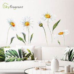 Watercolour Daisies Flowers Wall Sticker Bedroom Stickers Self-adhesive Living Room Porch Wall Decor Home Decor Room Decoration
