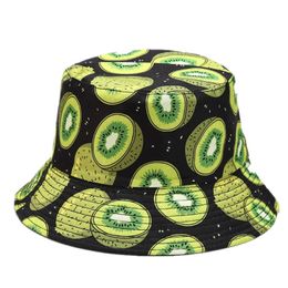 Wide Brim Hats 2022 18 Cotton Fruit Pattern Printed Bucket Fisherman Outdoor Travel Sun Hat for Men and Women 131 G230603