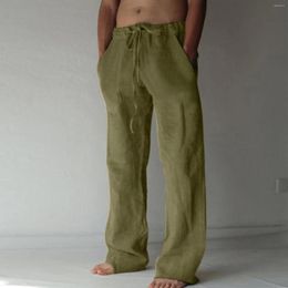 Men's Pants Men'S Cotton Linen Long Summer Breathable Trousers Male Casual Elastic Waist