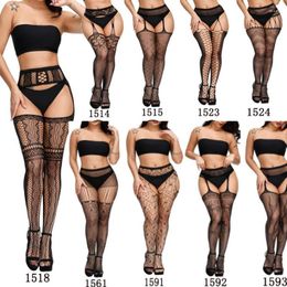 Women Socks Stockings With Garter Belt Tights Non-slip Fishnet Pantyhose Long Tube Suspenders Sexy Lingerie Plus Size