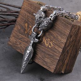 Pendant Necklaces Never Fade Men Celtic Wolf Necklaces Viking Vegvisir Amulet Spear Pendant Norse Runes Anchor Stainless Steel King Chain Jewellery 230605