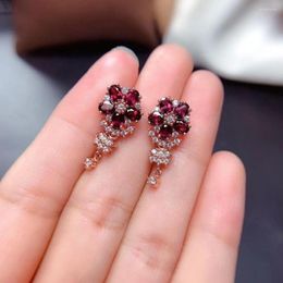 Stud Earrings Magnesia-aluminum Garnet For Women Are Good-looking And Sweet 925 Sterling Silver Net Red Fashion