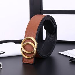 with BOX Classic men's design leather denim belt women's men casual real luxury lettering smooth buckle size designer