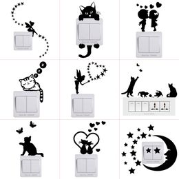 Light Switch Sticker Kids Baby Nursery Room DIY Wall Decoration Cat Dog Fairy Moon Stars Decal for Children Bedroom Home Decor