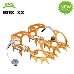 Mountaineering Crampons 14 Teeth Claws Snow Crampons Special Al-Alloy Ice Gripper Outdoor Climbing Mountaineering Equipment Non-Slip Crampons BRS-S3 230603