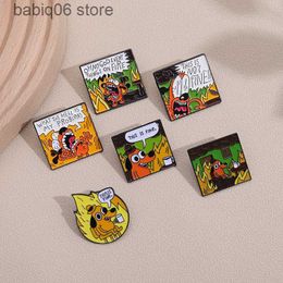 Pins Brooches Brooch creative enamel anime little yellow dog coffee brooch pins for men and women accessories comics T230605